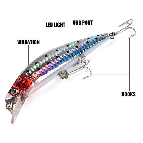 Electric Vibration Fishing Lure USB Charging LED Light Bait for Ultimate Fish Attraction